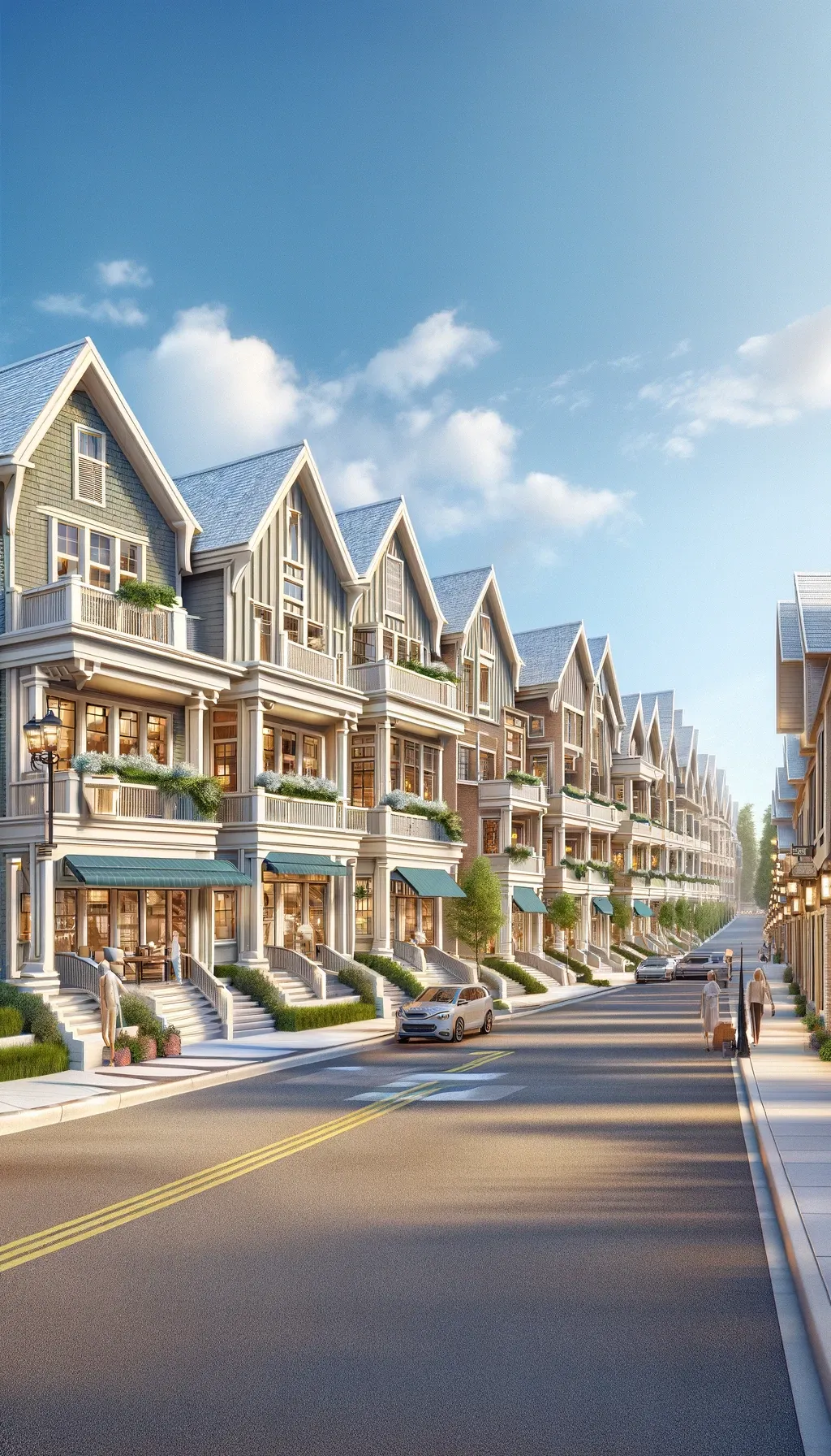 DALLE 2024-04-29 103757 - Alter the uploaded image to showcase a street lined with cottage-like 3-story buildings fitting for a high-end area in Harbor Springs Michigan Th