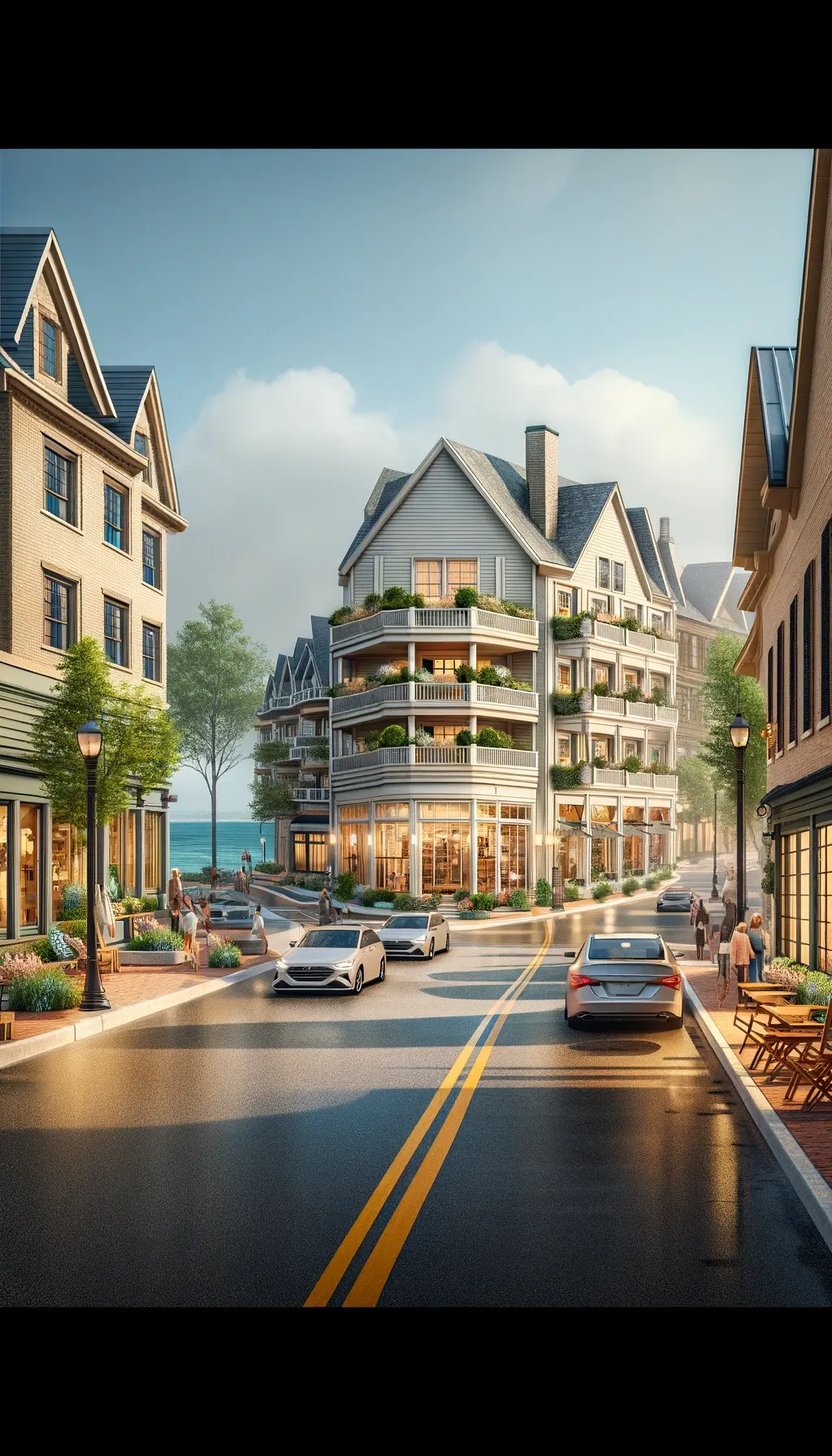 DALLE 2024-04-29 103815 - Redesign the scene from the latest uploaded picture applying a cottage-like 3-story architectural style suitable for an affluent area like Harbor S
